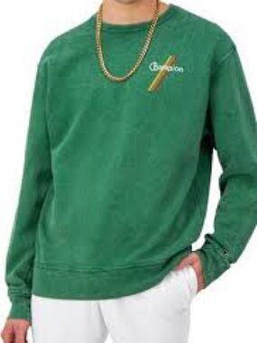 Champion Green Crewneck Sweatshirt with Chest Logo